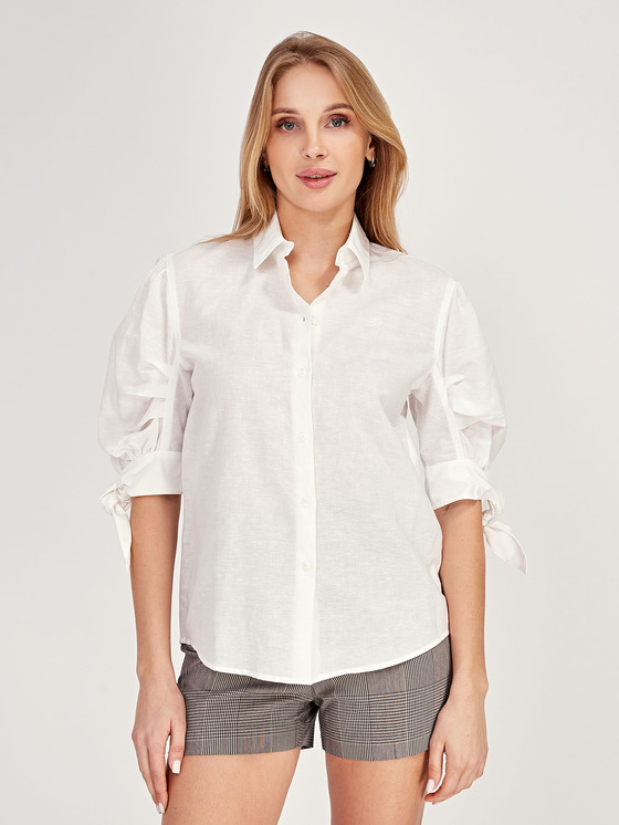 Блуза из льна с декоративными элементам