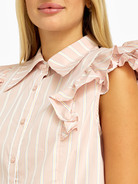 Блуза прямого кроя с рукавами воланы - фото 2
