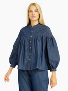 Блуза свободного кроя с объемными рукавами - фото 4