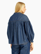 Блуза свободного кроя с объемными рукавами - фото 5