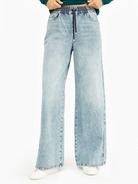 Брюки джинсовые с поясом на резинке - фото 1