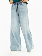 Брюки джинсовые с поясом на резинке - фото 4