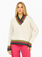 Пуловер шерстяной с контрастной отделкой - фото 1